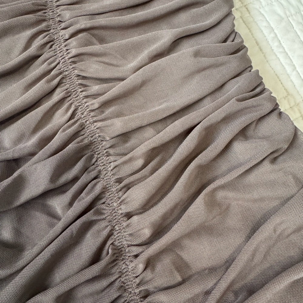 Chic Ruched Tan Mini Dress - Picture 4 of 4
